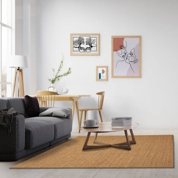 Tapete Sisal Natural 2,50mx3,00m Liso Apaeb Ferrugem Mesclado