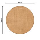 Tapete Sisal Natural Cb Redondo Liso 200cm Apaeb Mel Claro