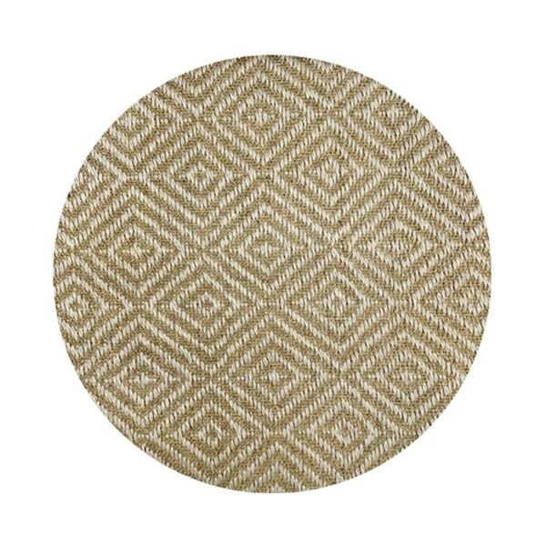 Tapete Sisal Natural para Sala 250cm Redondo Diamante Cor Beg