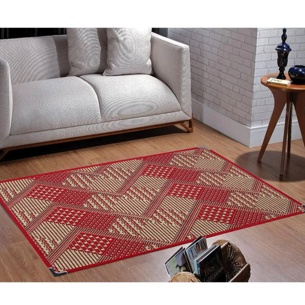 Tapete Sisal Sala 2 00 X 3 00 Antiderrapante Vermelho S-565