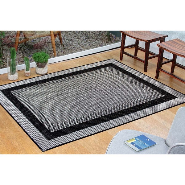 Tapete Sisal Sala Quarto 2,00x2,50 Preto/ Cinza S-587
