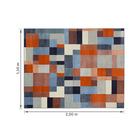 Tapete Supreme Quadros Laranja e Azul 2,00x1,50m Tapetes São Carlos