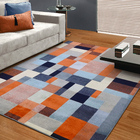 Tapete Supreme Quadros Laranja e Azul 2,00x1,50m Tapetes São Carlos