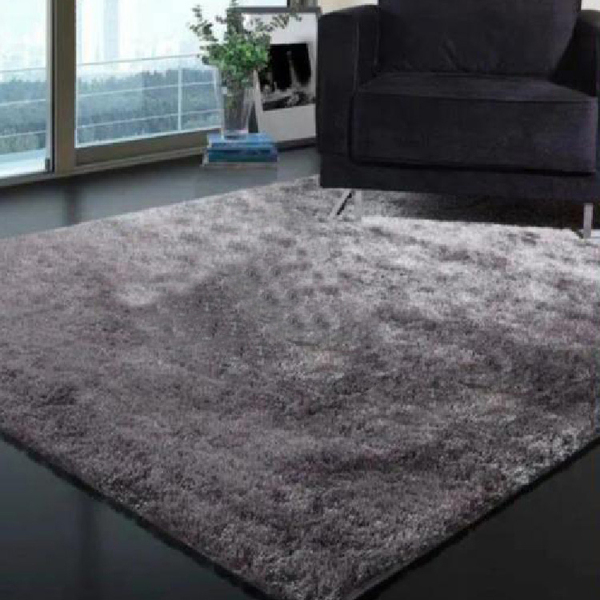 Tapete Tipo Shaggy Para Quarto E Sala Com Pêlos De 40mm Cinza