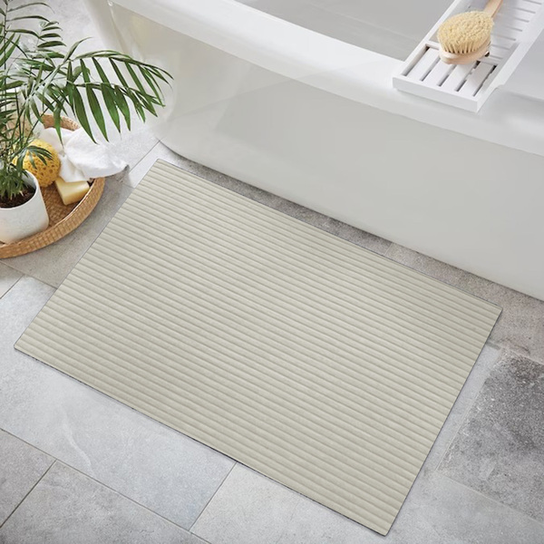 Tapete Veludo Cotelê Antiderrapante Creme 45cm X 70cm