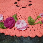 Tapete Vermelho Com Flor De Crochê Artesanal