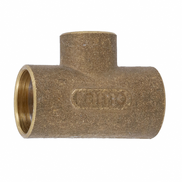 Tê de Redução Latão Liso Água Quente e Fria 28x22mm ou 1"x3/4" Ramo