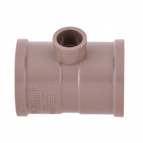 Tê de Redução Soldável Marrom 50x20mm 1.1/2x1/2" Plastilit