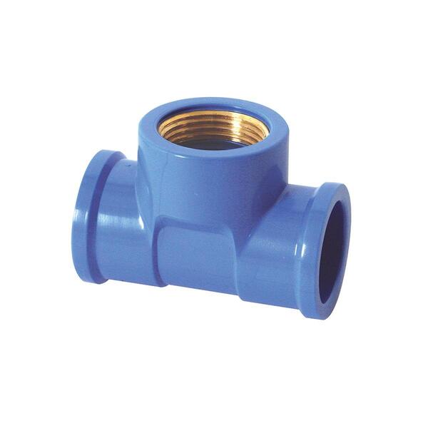 Te Soldável Com Bucha Latão Para Água Azul - Krona, Tamanho: