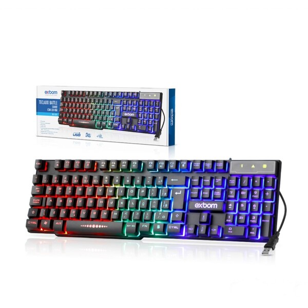 Teclado Battle Gamer Semi Mecanico Iluminado Led Bk-151c