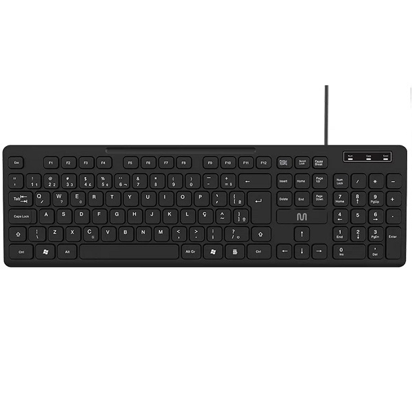 Teclado Com Fio 3 Niveis Ajustaveis Teclas Silenciosas E Cone
