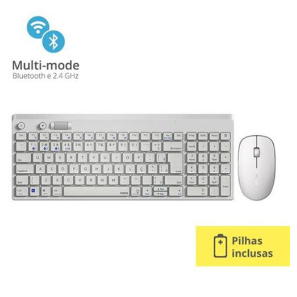 Teclado E Mouse 8050t Sem Fio Bluetooth 2.4 Ghz Pilha Inclusa