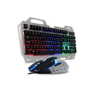 Teclado E Mouse Gamer Com Iluminacao Led Rgb- Kp-2054 -cinza