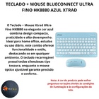 Teclado E Mouse Kit Bluetooth Sem Fio Ultra Fino Hk8880 Azul