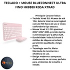 Teclado E Mouse Kit Bluetooth Sem Fio Ultra Fino Hk8880 Rosa