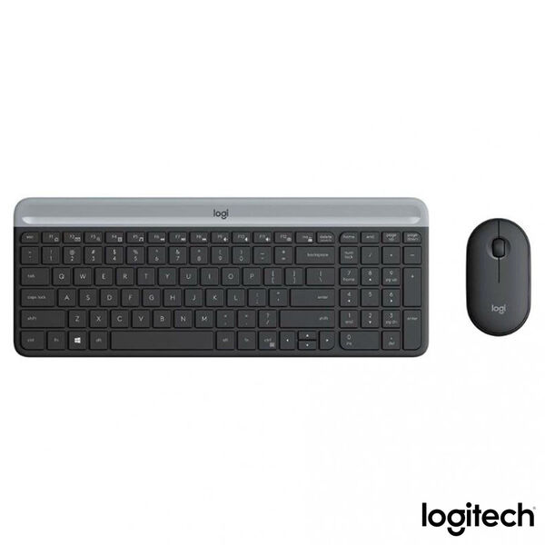 Teclado E Mouse Sem Fio Slim Logitech Preto - Mk470