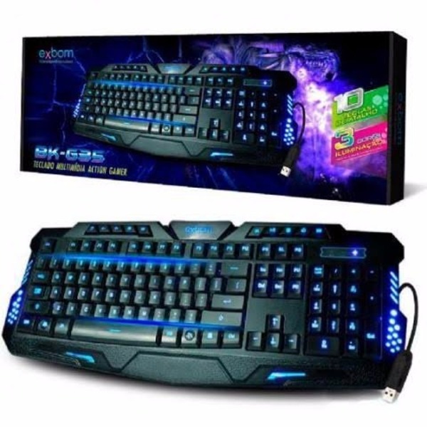 teclado gamer led usb 3 cores bk g35