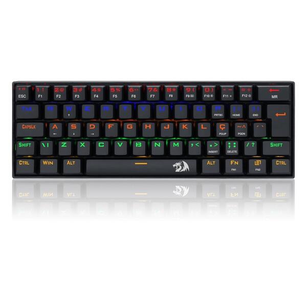 Teclado Gamer Mecânico Compacto Redragon Lakshmi Rainbow K606