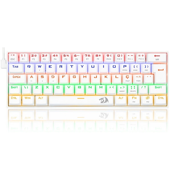 Teclado Gamer Mecanico Redragon Lakshmi Lunar White Switch Bl