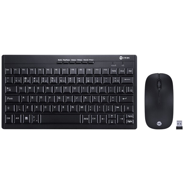 Teclado Mini E Mouse Sem Fio Dynamic Flat Abnt2/1200dpi Preto