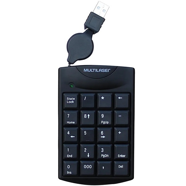 Teclado Numerico Com Fio Retratil Usb Preto Multilaser Tc230