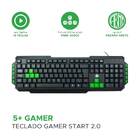 Teclado Preto Com Verde Start 2.0 Para Jogos - Abnt2