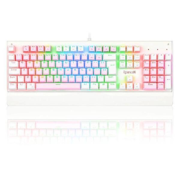 Teclado Redragon Gamer Mecanico Kala Rgb Rosa Com Branco Swit