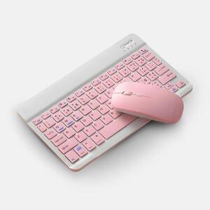 Foto de Teclado Sem Fio Bluetooth Recarregável Com Mouse - Rosa