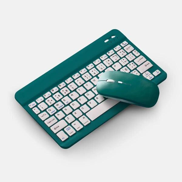 Teclado Sem Fio Bluetooth Recarregável Com Mouse - Verde Esc