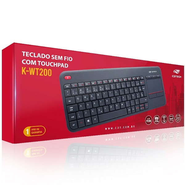 Teclado Sem Fio Com Touchpad K-wt200bk C3 Tech