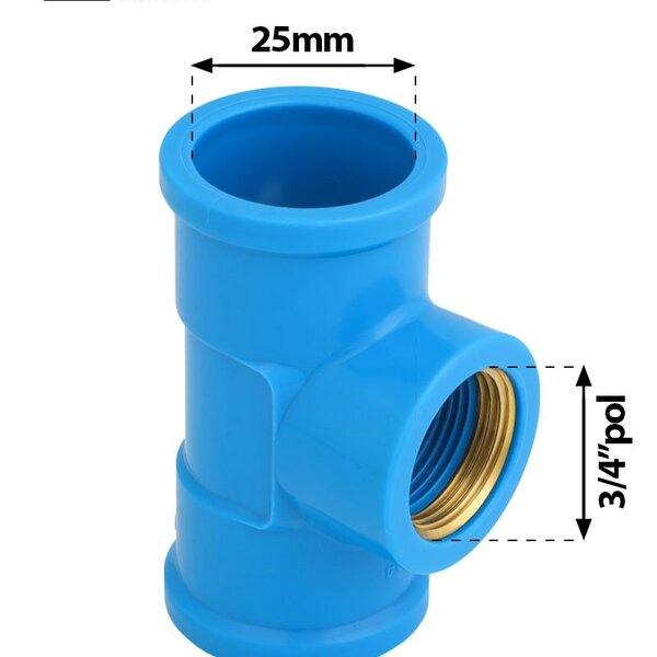 Tee Azul Bucha Latão 25mm X 3/4'pol 20 Peças Krona | Leroy Merlin