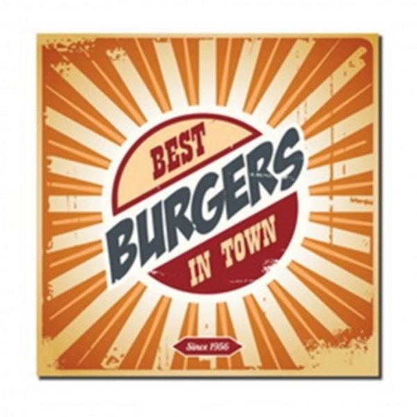 Tela Best Burgers In Towns Colorido 28 X 28 X 1.5 Cm