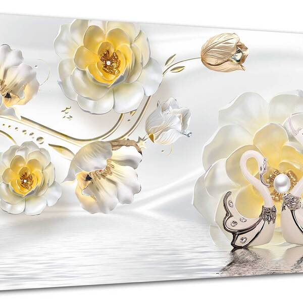 Tela Canvas Animal Joia Cisnes 120x80 Horizontal 2