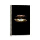 Tela Canvas Com Moldura Lábios Gold