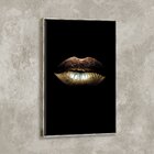 Tela Canvas Com Moldura Lábios Gold