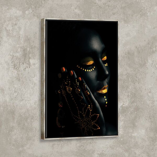 Tela Canvas Com Moldura Mulher Face Yellow