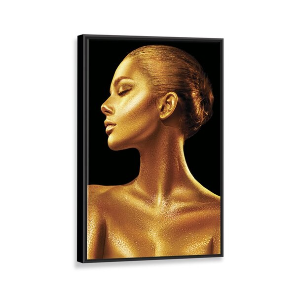 Tela Canvas Com Moldura Mulher Gold