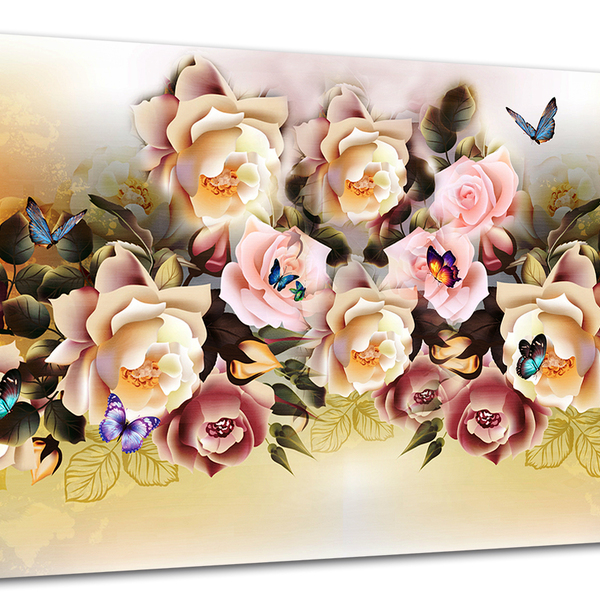 Tela Canvas Floral Desenho De Rosas 120x80 Horizontal 2