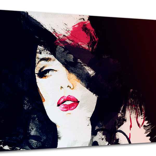 Tela Canvas Moda Mulher De Lábios Vermelhos 120x80 Horizontal