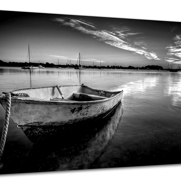 Tela Canvas Paisagem Barco No Lago 120x80 Horizontal 1
