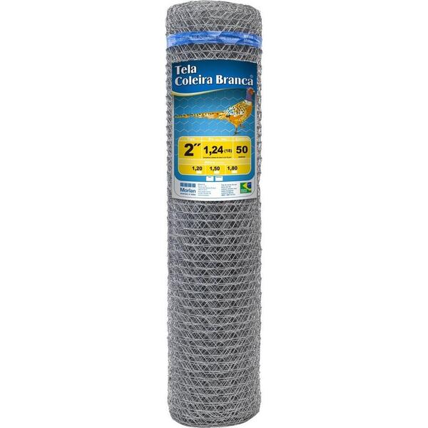 Tela Coleira Branca Para Galinheiro 2x18x1,80m 50m