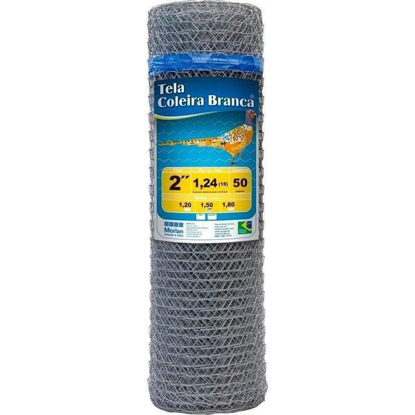 Tela Coleira Branca Para Galinheiro  2x 18 X1,50m 50m