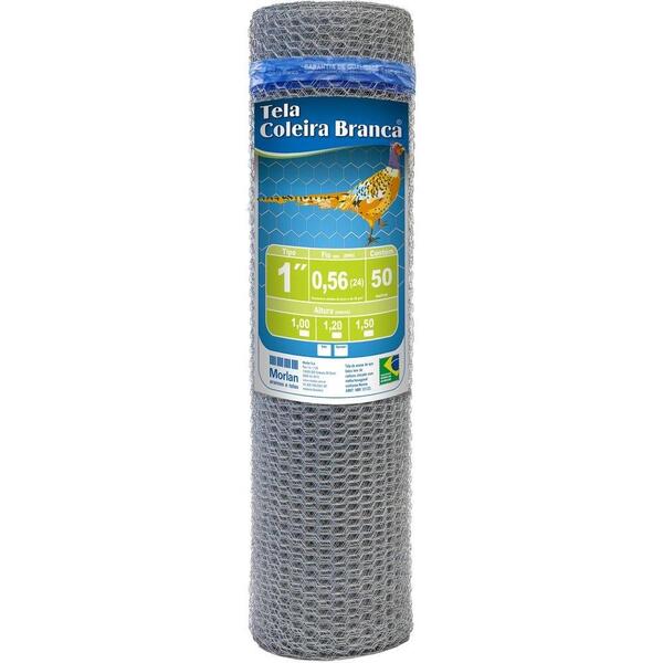 Tela Coleira Branca Para Pinteiro 1x24x1,20m 50m