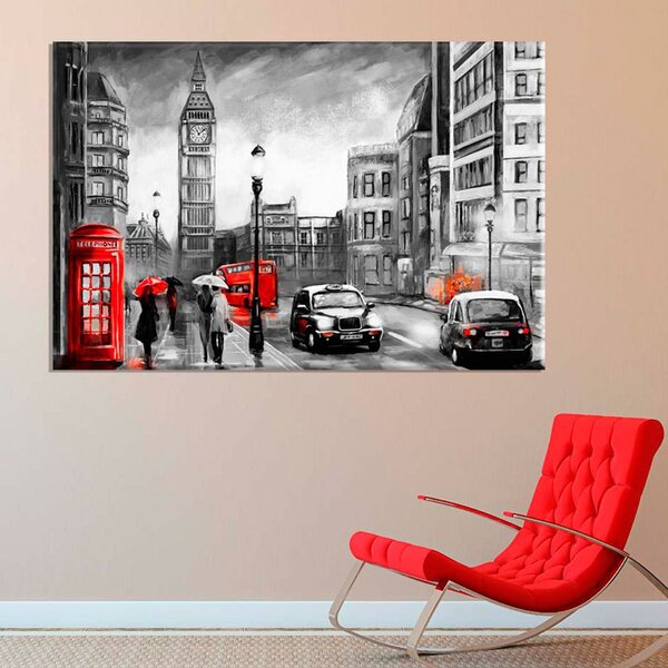 Tela Decorativa Abstrato London Red