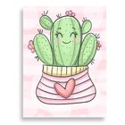 Tela Decorativa Cactos E Corações - 30x40cm