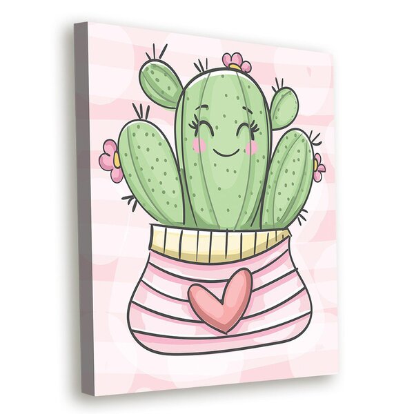 Tela Decorativa Cactos E Corações - 30x40cm