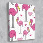 Tela Decorativa Flamingos E Corações - 30x40cm