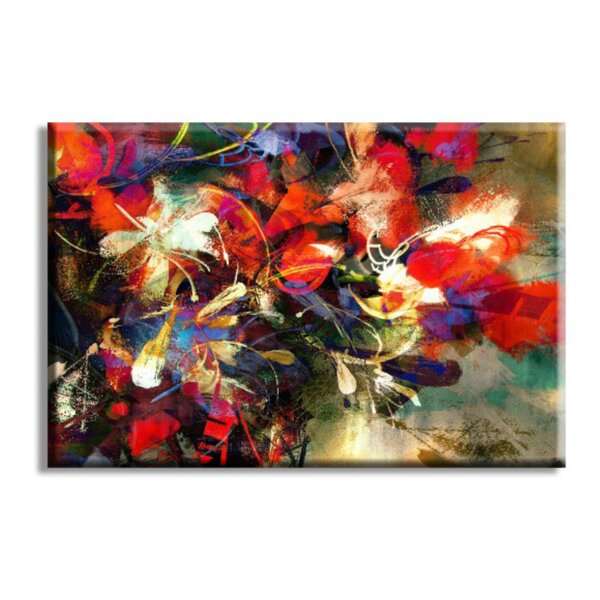 Tela Decorativa Flores Vermelhas Abstrato