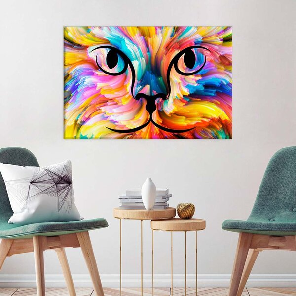 Tela Decorativa Gato Abstrato Colorido