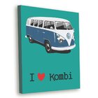 Tela Decorativa I Love Kombi Azul - 30x40cm